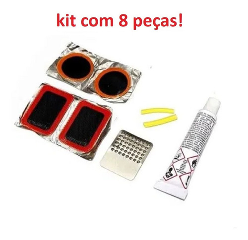 Imagem 2 de 3 de Kit Reparo Furo Pneu Bicicleta Emergência Cola Remendo Pro