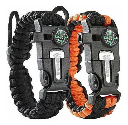 Pulsera De Supervivencia Paquete De 2 Paracord 550 Brujula E