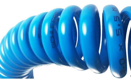 Manguera de compresor en espiral de 3.5 metros y 1/4 metros con boquilla de ventilador, color azul