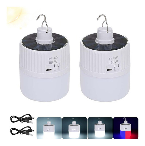 Foco Led Solar Emergencia 150w Portátil Recargable 2pcs
