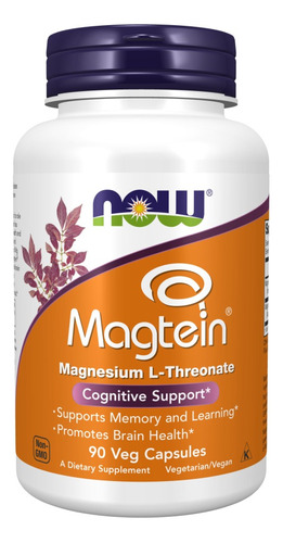 Magtein Magnésio L-tronato 90 Caps Vegan Now Foods Importado