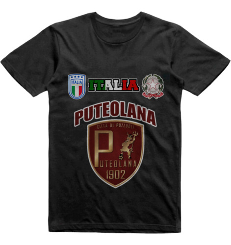 Remera Infantil Negra Asd Puteolana 1902 Italia Mod05