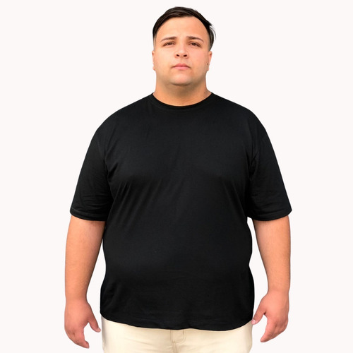 Camiseta Masculina Plus Size Lisa Básica Algodão G1 G2 G3 G4
