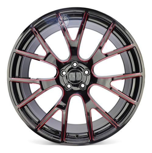 Rines 22 Deportivos 5-115 Excelente Challenger Charger 300c Gloss Black Red Milled
