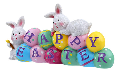 Estatua De Pascua Artesanal De Resina Con Diseño De Conejito