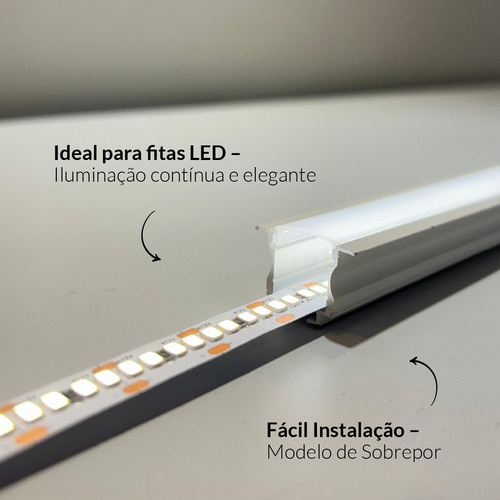 Perfil Led Barra Risque Inside 24x15mm 2 Metros Embutir Branco Em Aluminio Cod:338255608 Deluxe By Avant