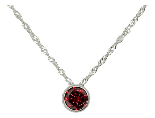 Collar Dije Circon Rojo Grande Dama Plata Italiana 925