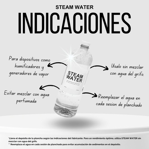 Steamwater Agua Destilada Plancha Vapor Ropa 1litro Botella