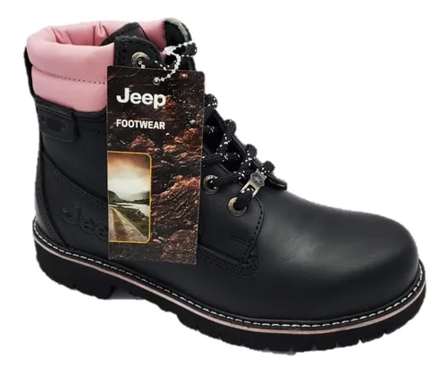 Bota Jeep Fleetvan 10750 Negro Rosa Casco Poliamida 22al27cm