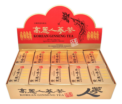 Té De Ginseng Coreano. Korean Ginseng Tea 100 Sobres Soluble