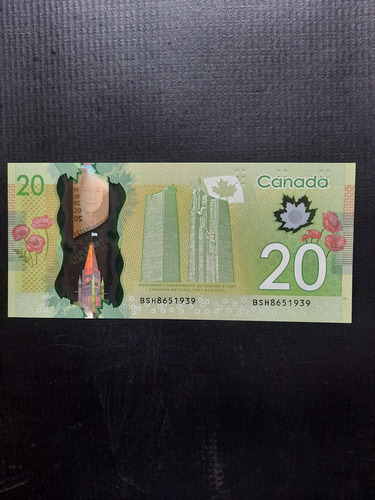 Cédula Estrangeira Do Canadá 20 Dollars Polímero Fe Rainha (Usado)