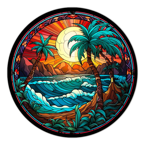 #914 - Cuadro Decorativo Vintage Playa Palmeras Sol Mar Surf