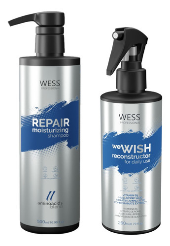 Kit Wess Repair Shampoo 500ml + We Wish Reconstrutor 260ml