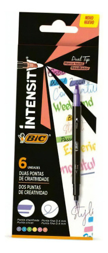 Resaltador Bic Intensity Doble Punta Pincel Y Fino 6 Piezas