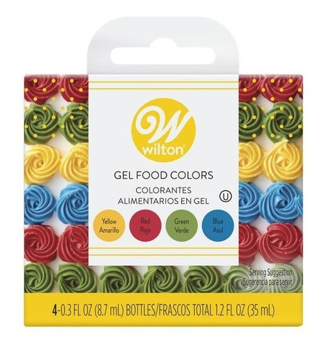 Colorante Wilton Gel 4 Colores Primarios Masa Glase Begrano