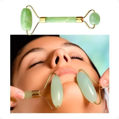 Rodillo Facial Y Masajeador Jade Cutis Cuello Cara