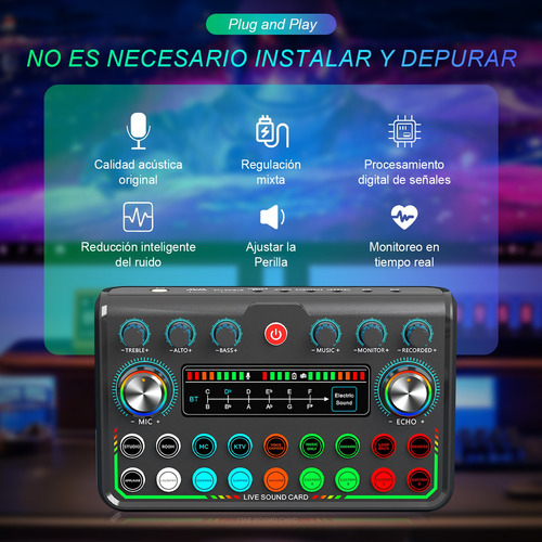 Micrófono Condensador Y Tarjeta Sonido Mezclador 2 Entradas