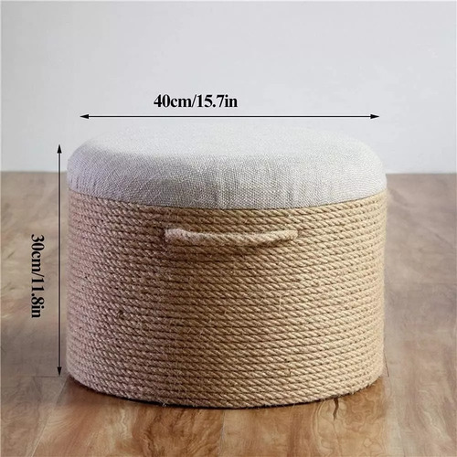Puff De Cuerda 29cm Reforzado Living Hogar Con Almohadón