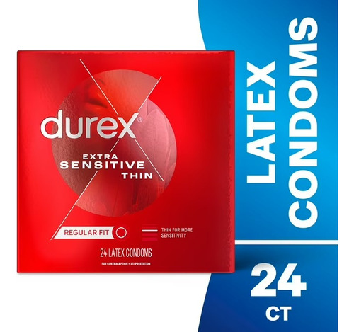 Durex Condones Extra Sensibles Regular Fit 24 Piezas