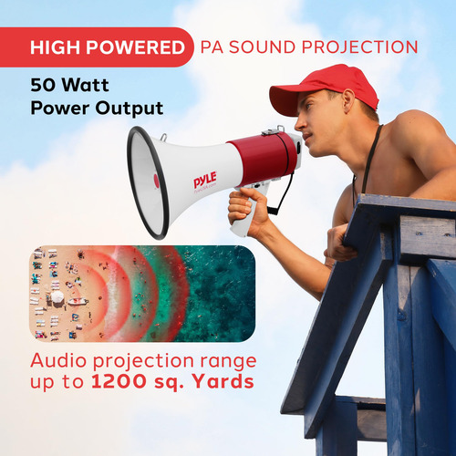 Alto-falante Portátil Para Megafone Pyle Pmp52bt 50w Com Sir