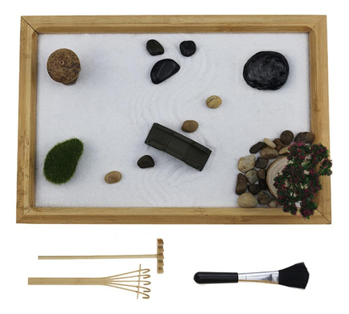 Kit De Jardín Zen, Mini Caja De Arena Zen Para Escritorio, A