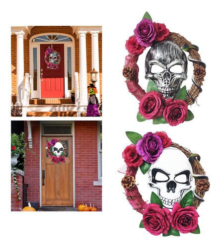 2 X Coronas De Calaveras De Halloween Manualidades Puerta