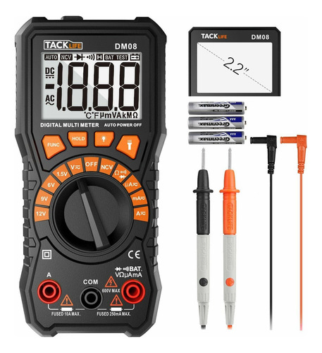 Multímetro  Digital Tacklife Multimetro Digital Tacklife Dm08 Dc/ac Para Uso Con 3x 1.5v Aaa Batteries