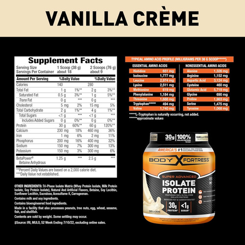 Body Fortress Super Advanced Isolate Protein 1.5 Lbs Vanilla