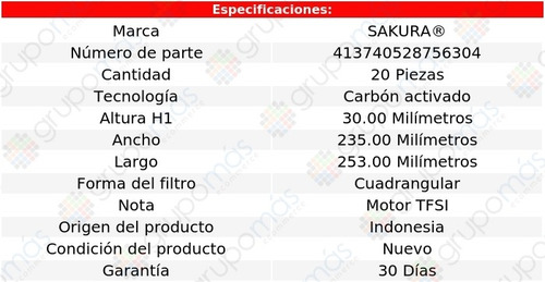 Caja 20 Filtros De Cabina Carbón Activado Rs Q3 L4 2.5l 18