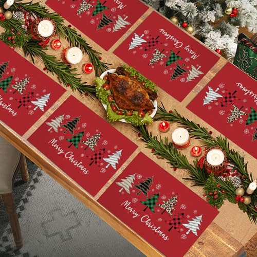 Juego De 6 Manteles Individuales De Árbol De Navidad Dazong