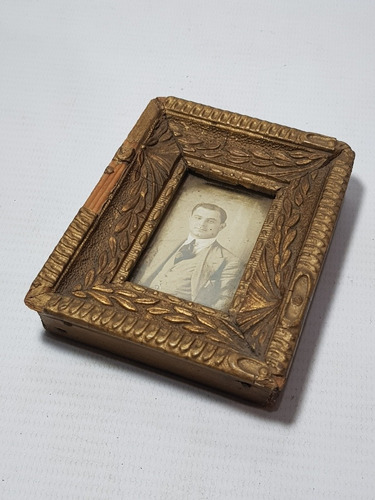 Imagen 5 de 7 de Antiguo Mini Portarretrato Dorado Mag 57196