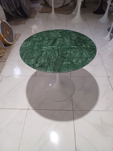 Mesa De Jantar Tulipa Redonda Verde Quatemala 107 Verde-escuro Branco