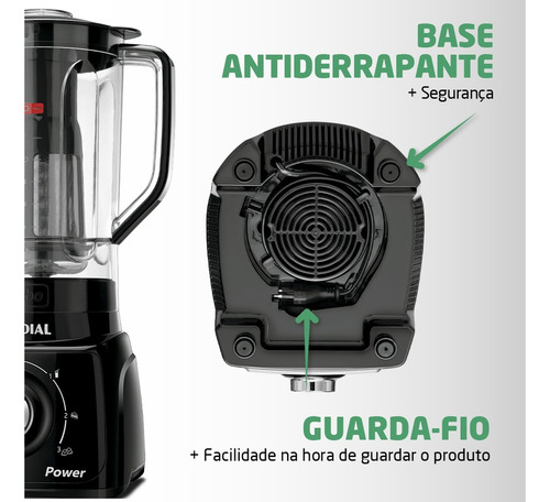 Liquidificador Turbo Power L-99 Fb 2,2l 550w Preto Mondial 110V