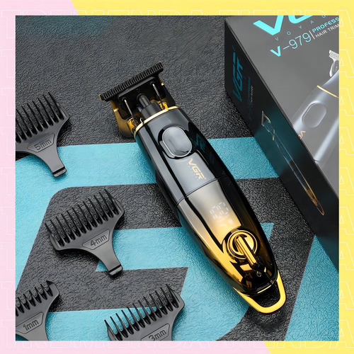 Maquina Patillera Corte De Pelo Inalambrica Vgr V-979 Negra Color Negro Y Amarillo