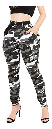 Pantalones De Camuflaje Cargo De Cintura Alta Para Mujer Con