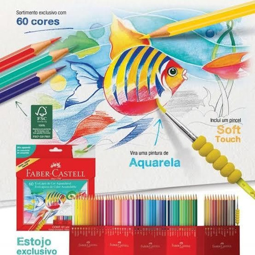 Lápis De Cor 60 Cores Aquarelável Faber Castell Promoção
