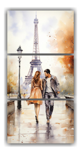 90x180cm Cuadro Pareja Joven Torre Eiffel Bastidor Madera