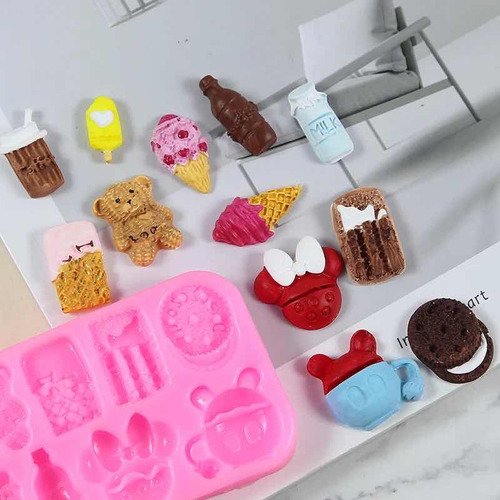 Molde De Silicón Galletas Refresco Postres Mickey Minnie