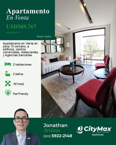 Apartamento En Venta En Zona 10 De 2 Habitaciones