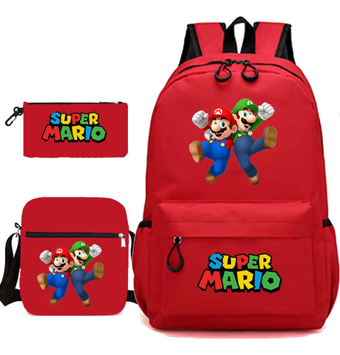 Mochila Con Accesorios Mario 3 Piezas For Infantil Y Infanti