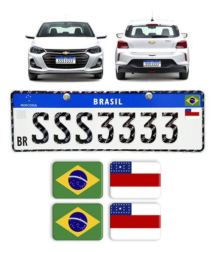 Adesivos Bandeiras Brasil Amazonas Placa Nova Carro Resinado