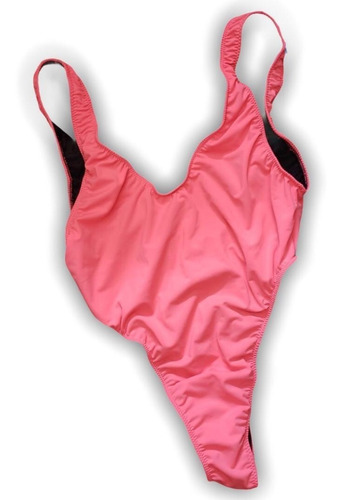 Bikini Malla Enteriza Fluor Coral Tiro Alto Nueva