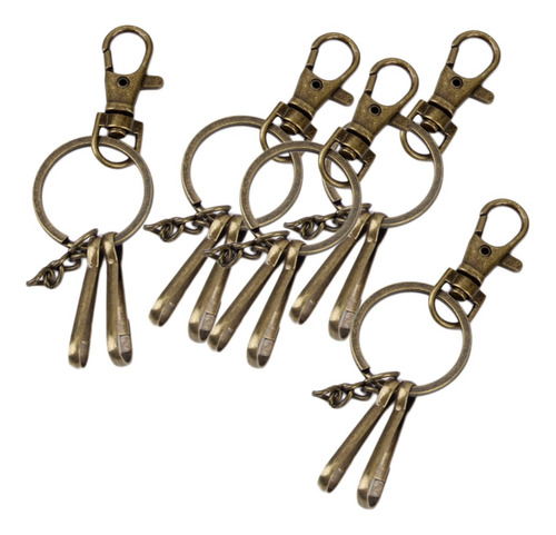 Imagen 9 de 9 de 5pcs Vintage Bronce Llavero Llave Anillo Cadena Fob Con