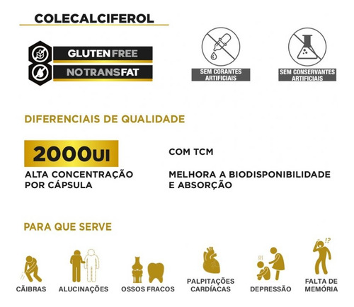 Vitamin D3 2000ui (60 Caps) - Padrão: Único Sem Sabor