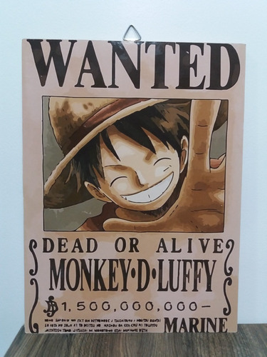 Imagem 4 de 5 de Quadro One Piece (wanted) Mdf 6mm *monkey D Luffy* S/moldura