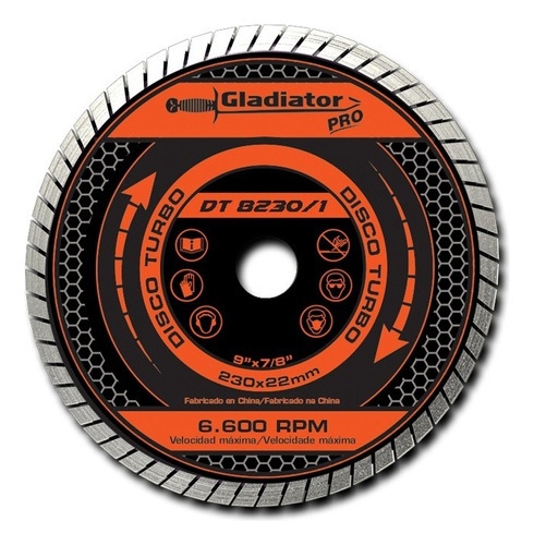 Disco Diamantado Turbo 230mm Gladiator Pro