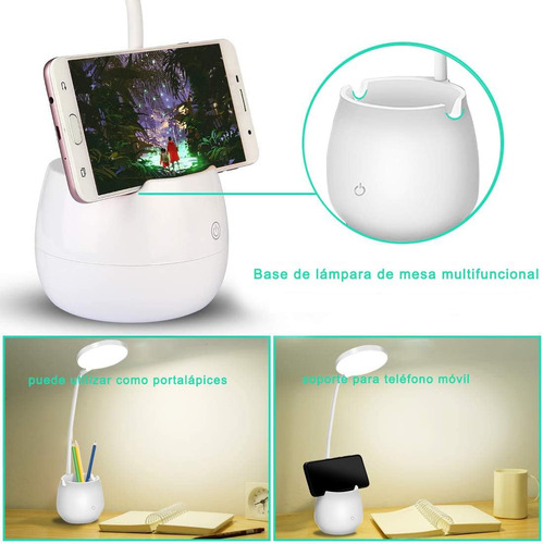 Lámpara Escritorio Led, Lámpara Mesa Con Portalápices 3 Modo