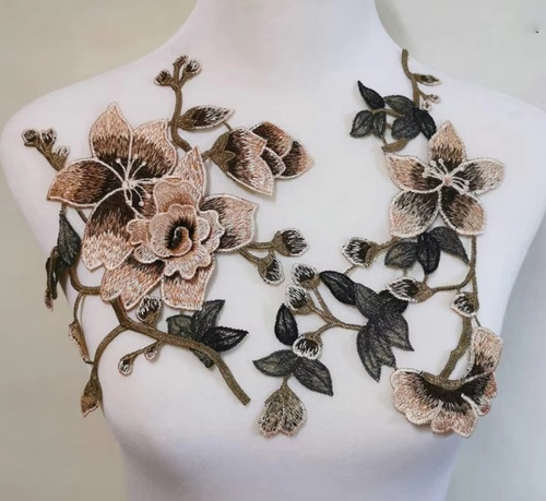 Aplique Para Ropa Flores Marrón Claro 3d