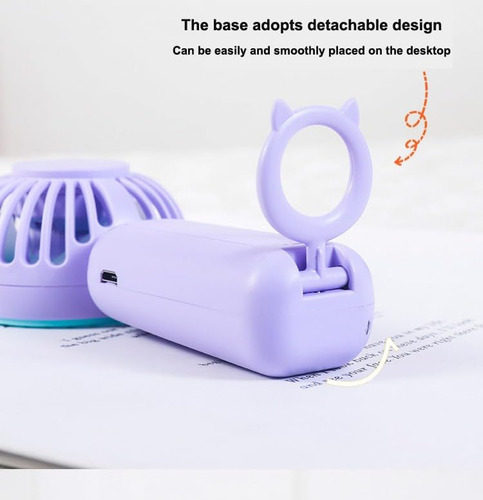 Ventilador Mano Dibujos Animados Led Recargable Portátil Reg