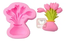 Comprar Molde Silicona Florero Con Flores Tulipanes Porcelana Fondan